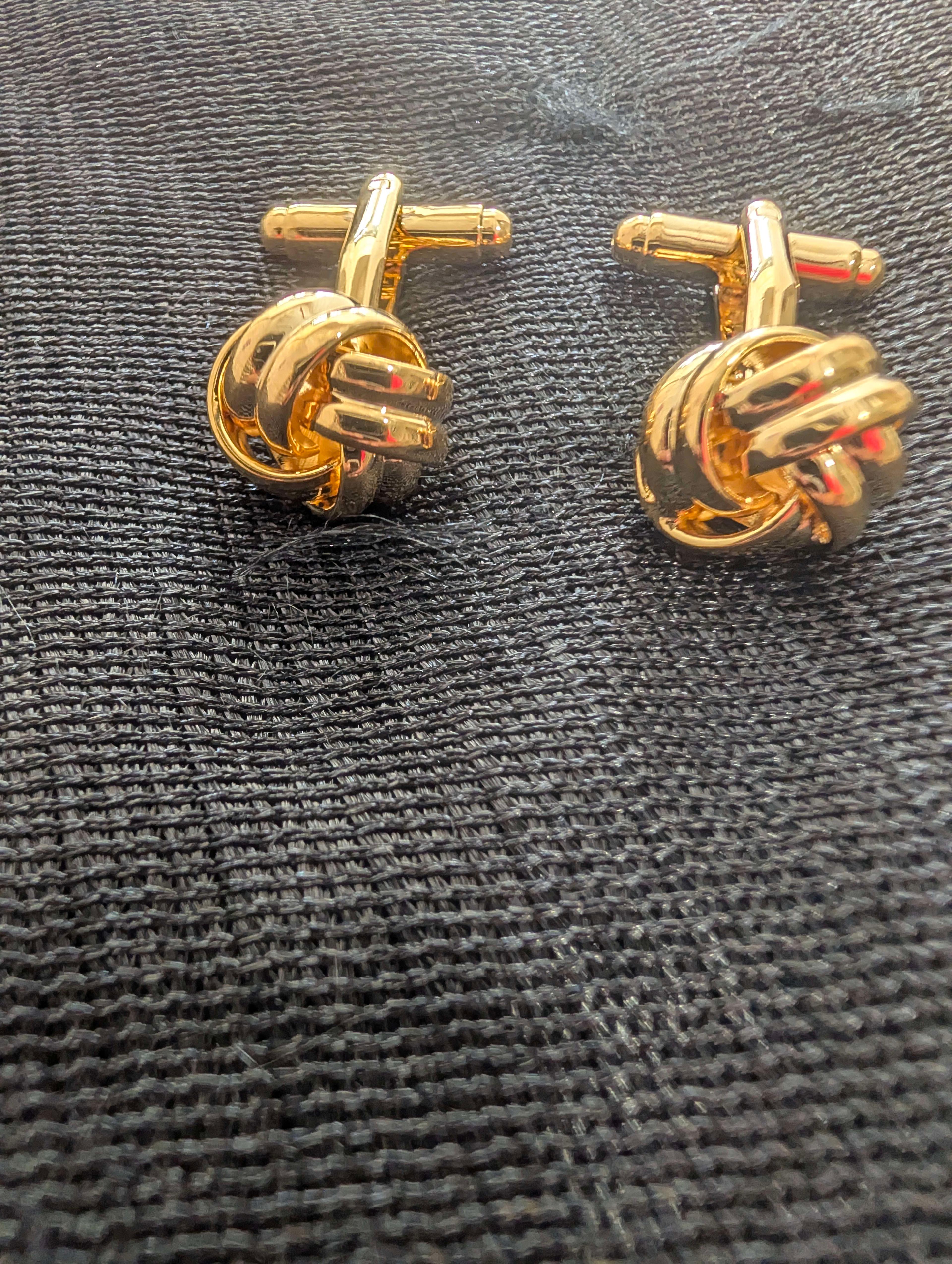 Golden Knoted Cufflinks - Thumbnail 2